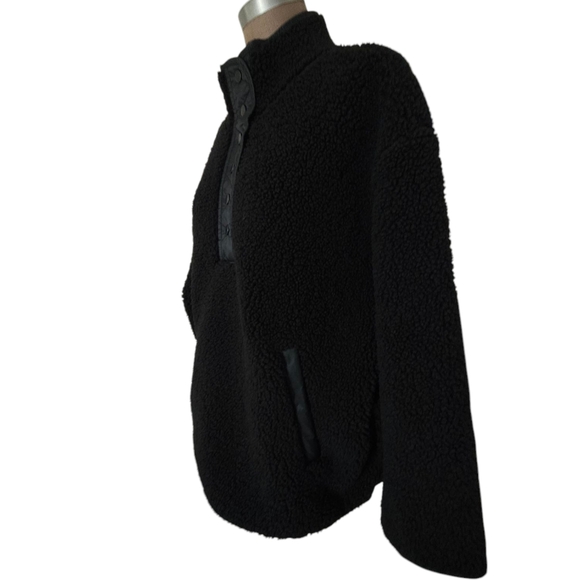 Athleta Cozy Sherpa Snap Sweatshirt Size XL  Black - Picture 12 of 15